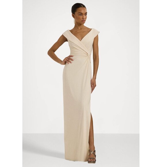 NWT Ralph Lauren JERSEY OFF THE SHOULDER DRESS - mascarpone cream IVORY - Picture 1 of 16